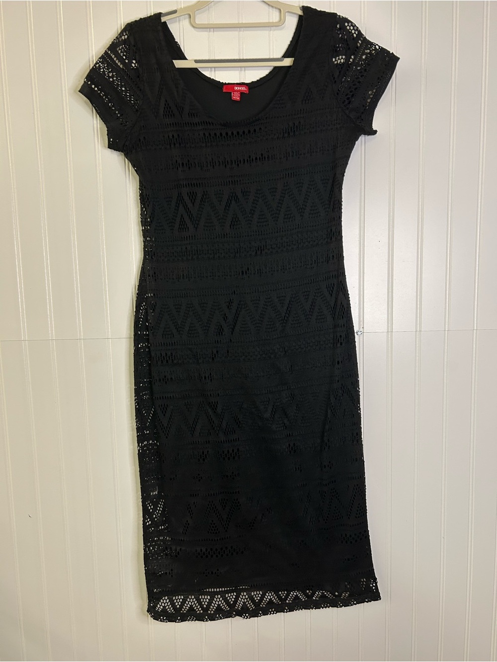 BONGO Black Lace Knit Sheath Dress Size Medium